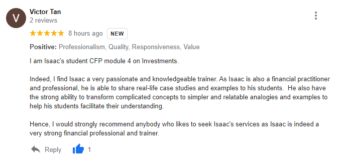 Google Review by Victor Tan. Contact Isaac Fang for more.